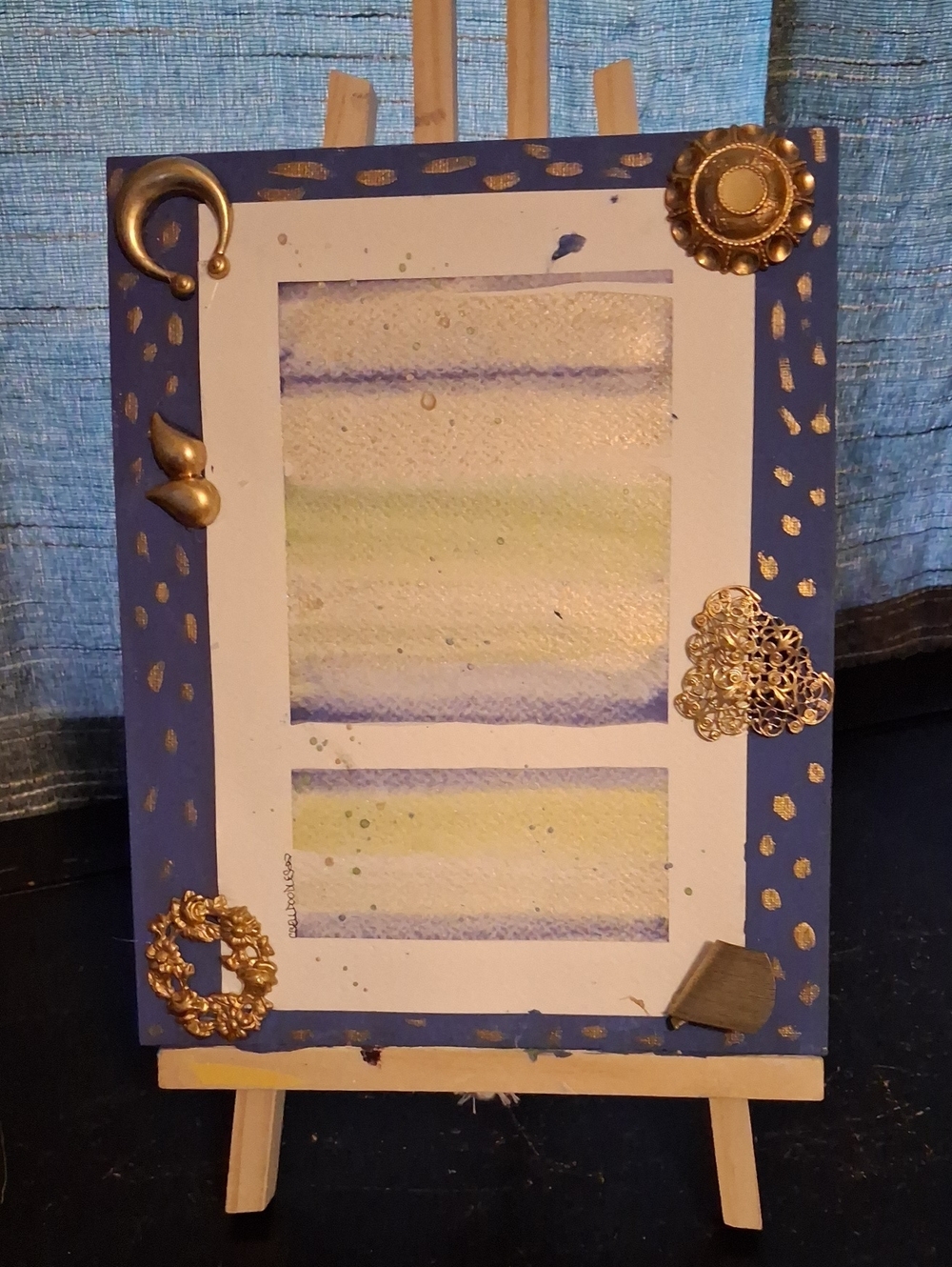 Handcrafted Home Accents Decorative Picture Frame - Blue and Gold